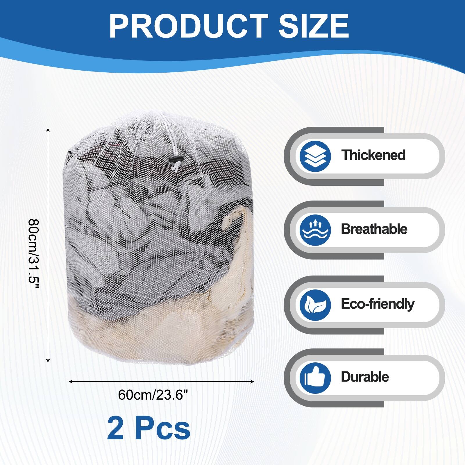 PRODUCT SIZE

Thickened 80cm/31.5"  
Breathable  
Eco-friendly 60cm/23.6"  
2 Pcs  
Durable