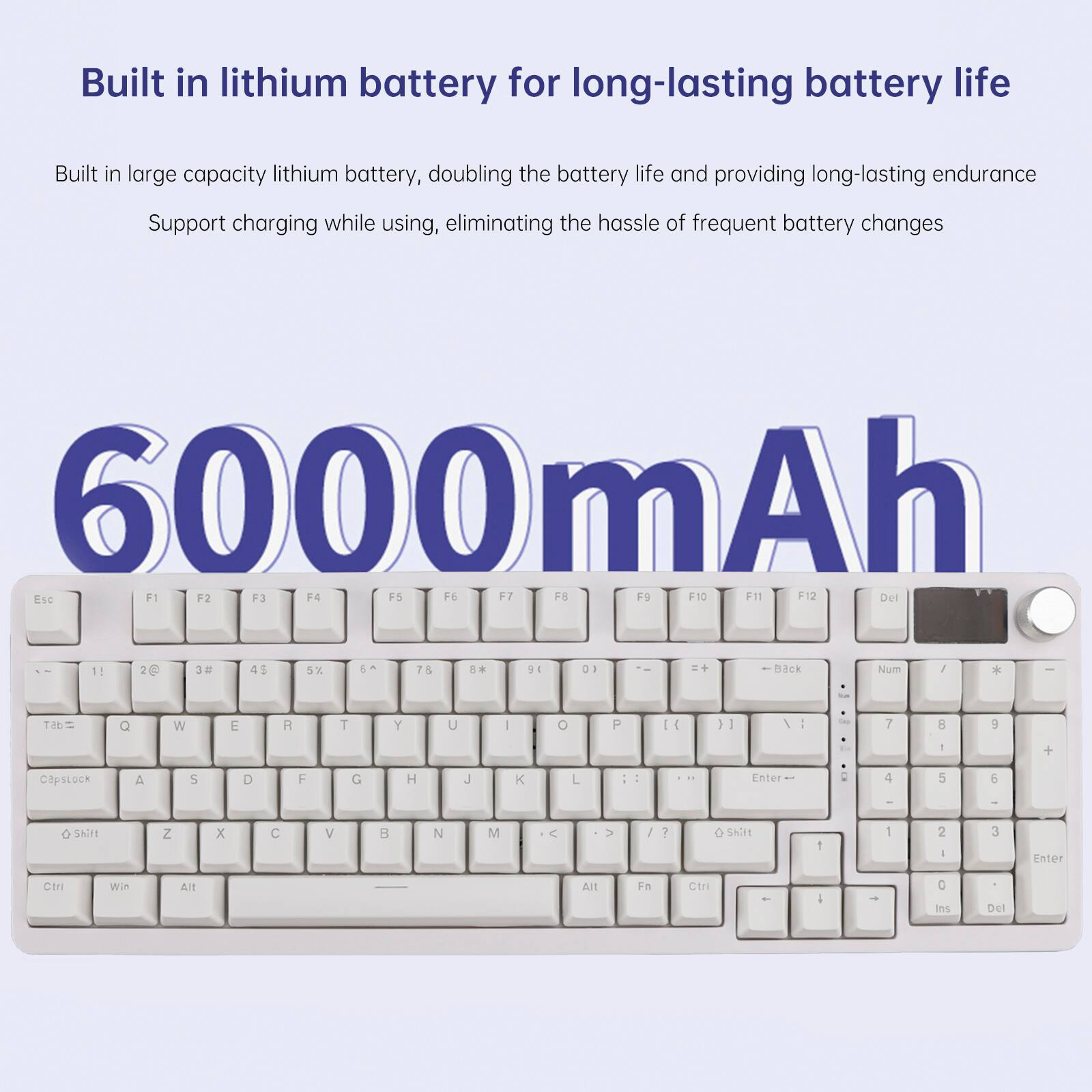 Built in lithium battery for long-lasting battery life

Built in large capacity lithium battery, doubling the battery life and providing long-lasting endurance

Support charging while using, eliminating the hassle of frequent battery changes

6000mAh
