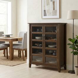 Simpli Home - Burlington 40 inch Wide Solid Wood Medium Storage Cabinet - Mahogany Brown