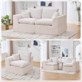 Trinkets Crazed - Modular Sectional Sofa Cloud Couch 2 Seater with Removable Cushion Covers - beige