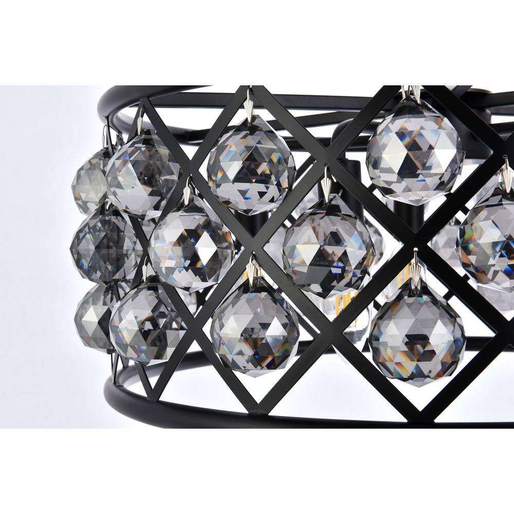 Back. Urban Classic - Madison 5 light Matte Black Chandelier Silver Shade (Grey) Royal Cut Crystal - Matte Black.