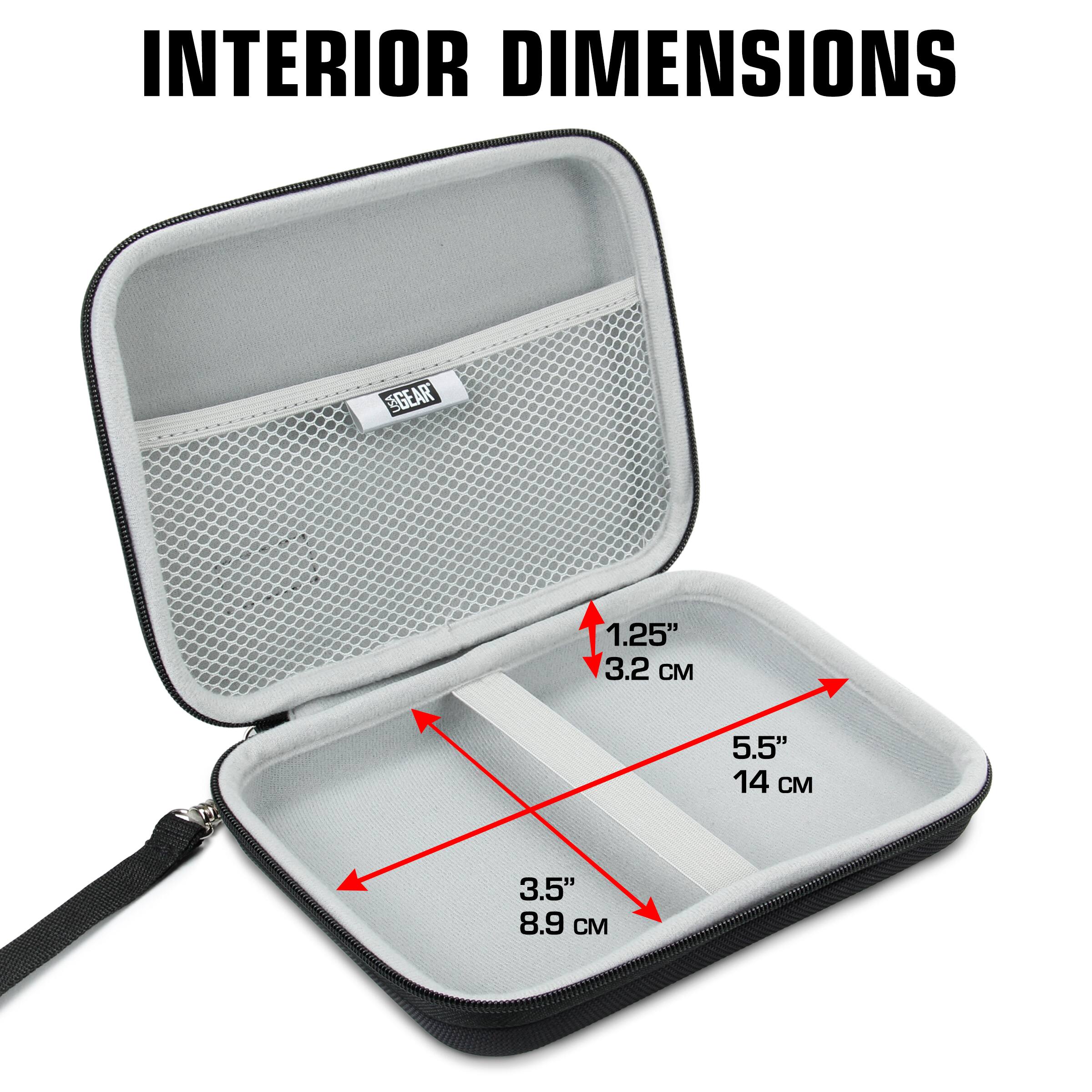 INTERIOR DIMENSIONS

GEAR

1.25" 3.2 CM  
5.5" 14 CM  
3.5" 8.9 CM