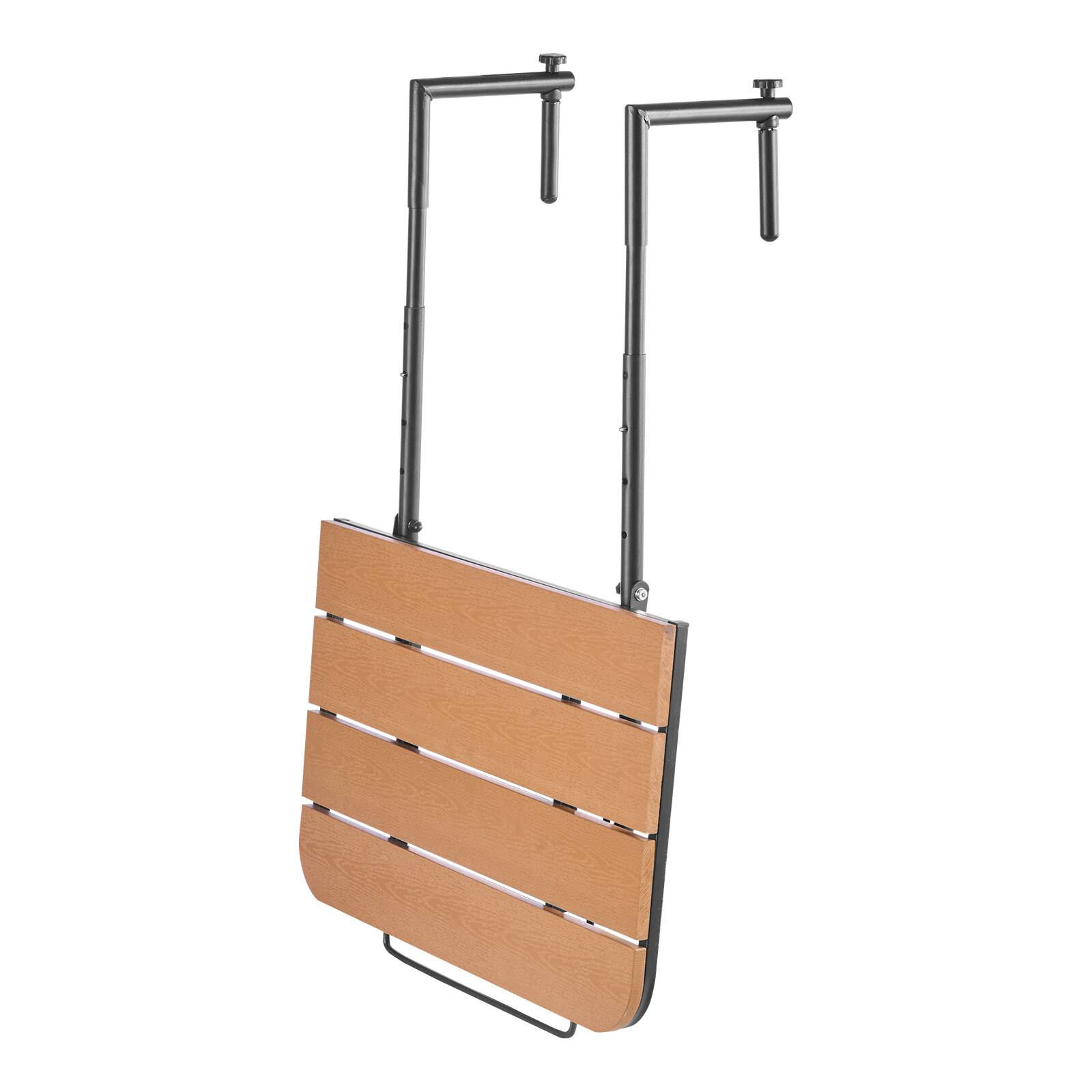 VEVOR - Balcony Hanging Table,25 x 24 in Folding Balcony Railing Table,Outdoor Balcony Bar Table for Railings,4-Level Adjustable - Black, Brown