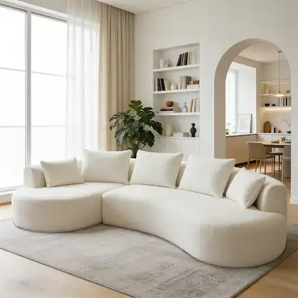 Front. Dyonery - 122" Curved Modular Sectional Sofa for Living Room,Modern Oversized Cloud Couch,4-Seater Extra Deep Seat Sofa. - Beige.