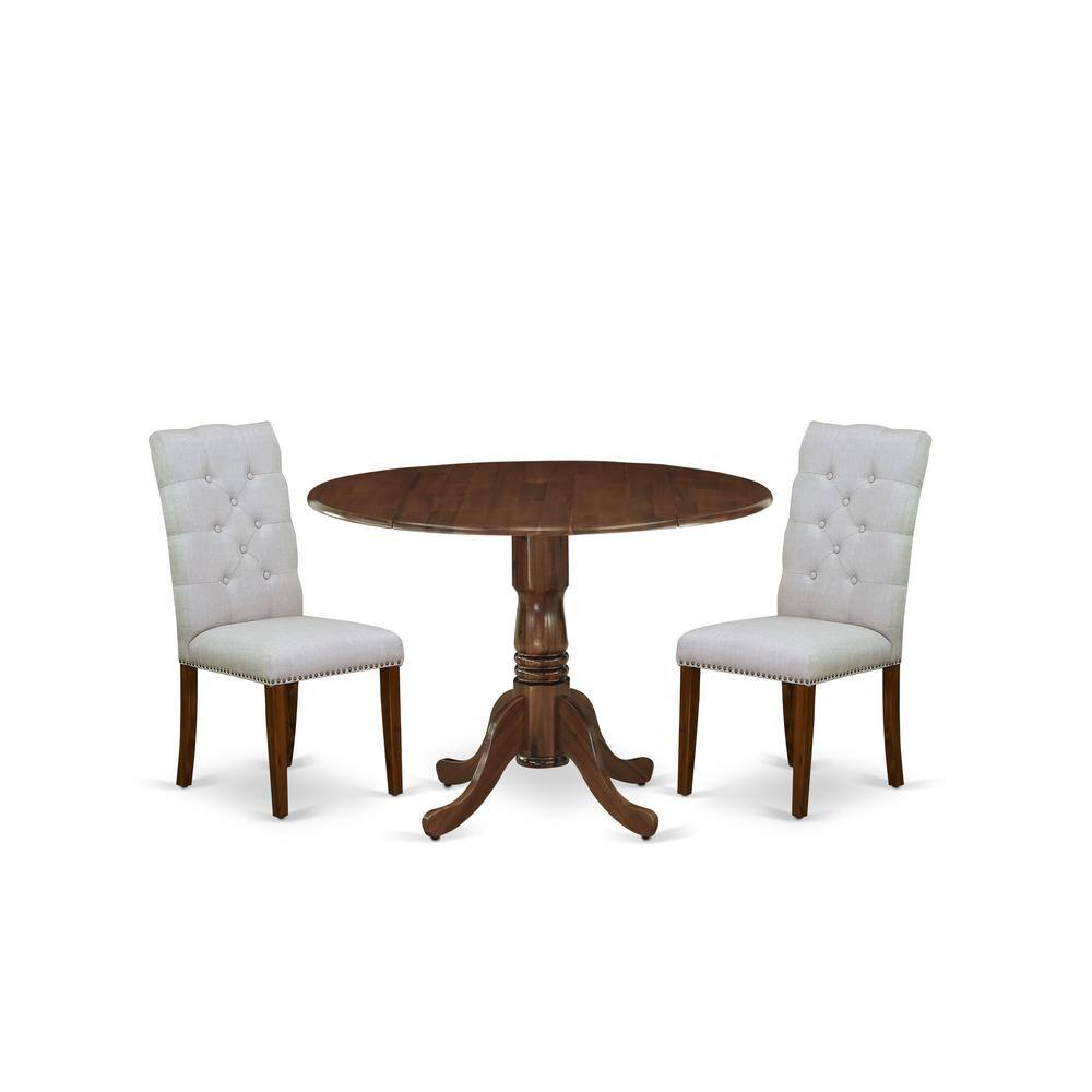 Left. East West Furniture - 3 Pc Kitchen Set Consist of a Round Dining Table and 2 Parson Chairs - Grey.
