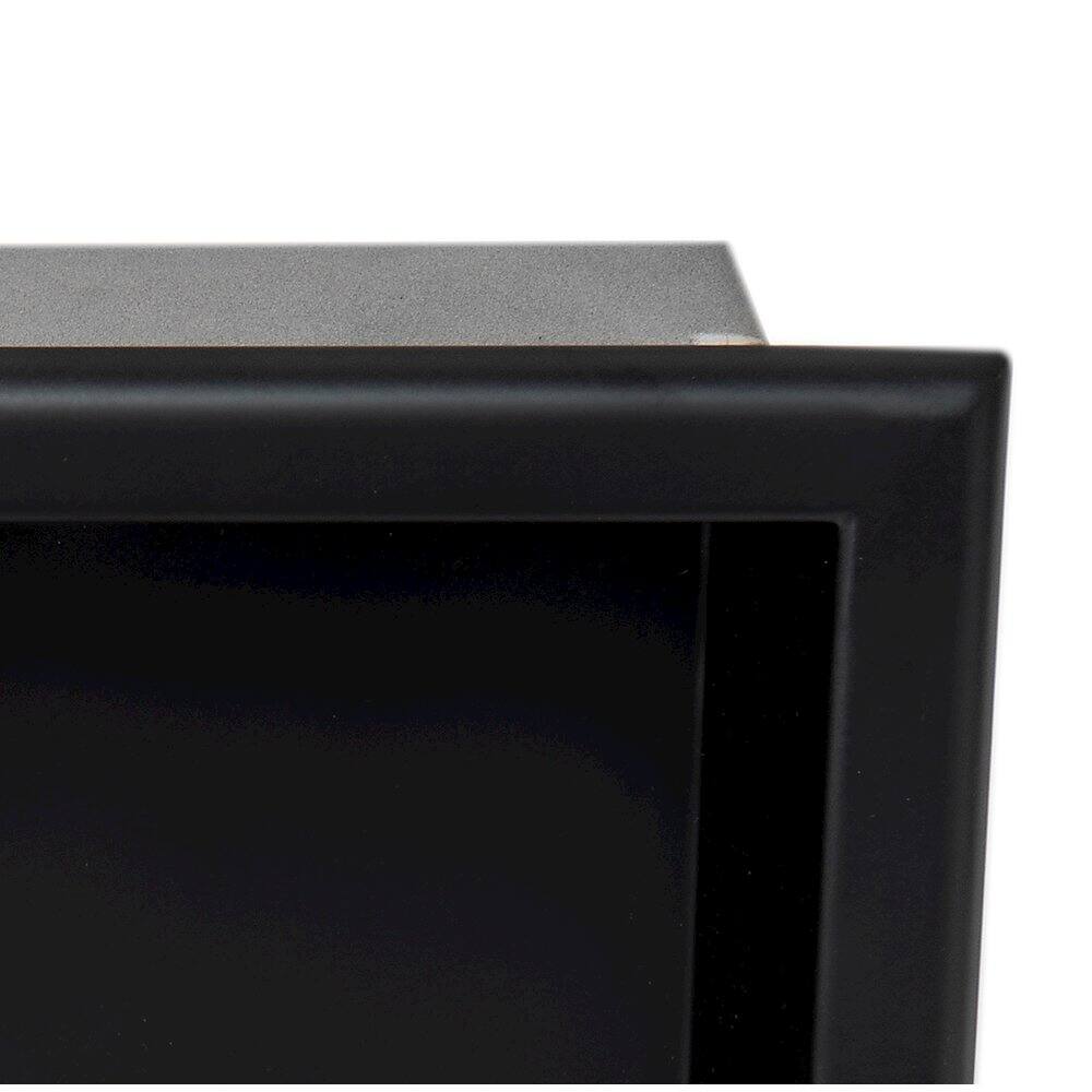 Back. Alfi - 12" x 12" Black Matte Stainless Steel Square Single Shelf Bath Shower Niche - Black.