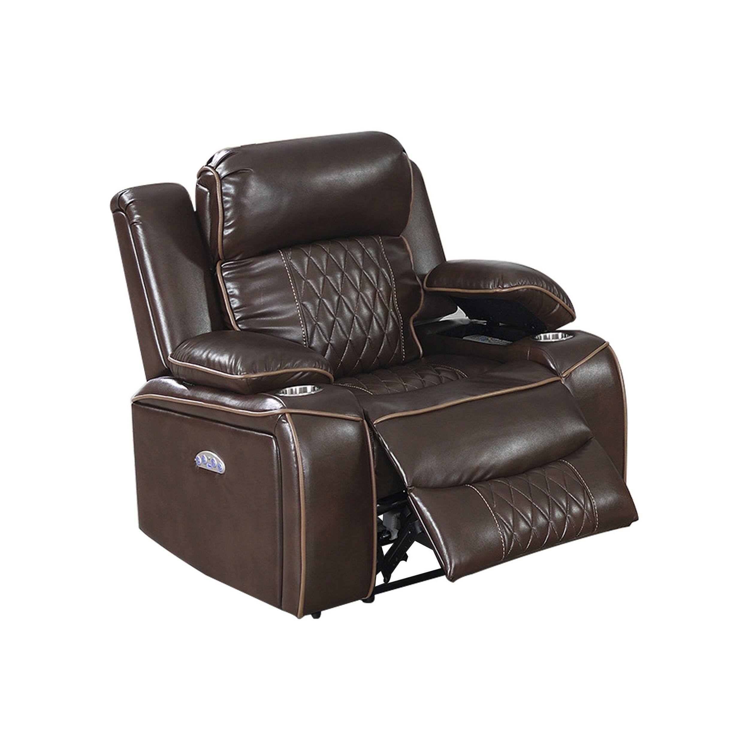Manhattan Lane Xiu 38 Inch Power Recliner Chair, USB Port, Storage ...