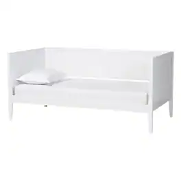 Baxton Studio - Lara Twin Daybed - Modern Wood Bed Frame with Wraparound Laser-Cut Decorative Headboard Overlay - White