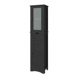 Kadyn - Tall Floor Storage Cabinet with 2 Doors and 1 Drawer for BathroomBlack Bathroom Cabinets for Entryway Storage - Black