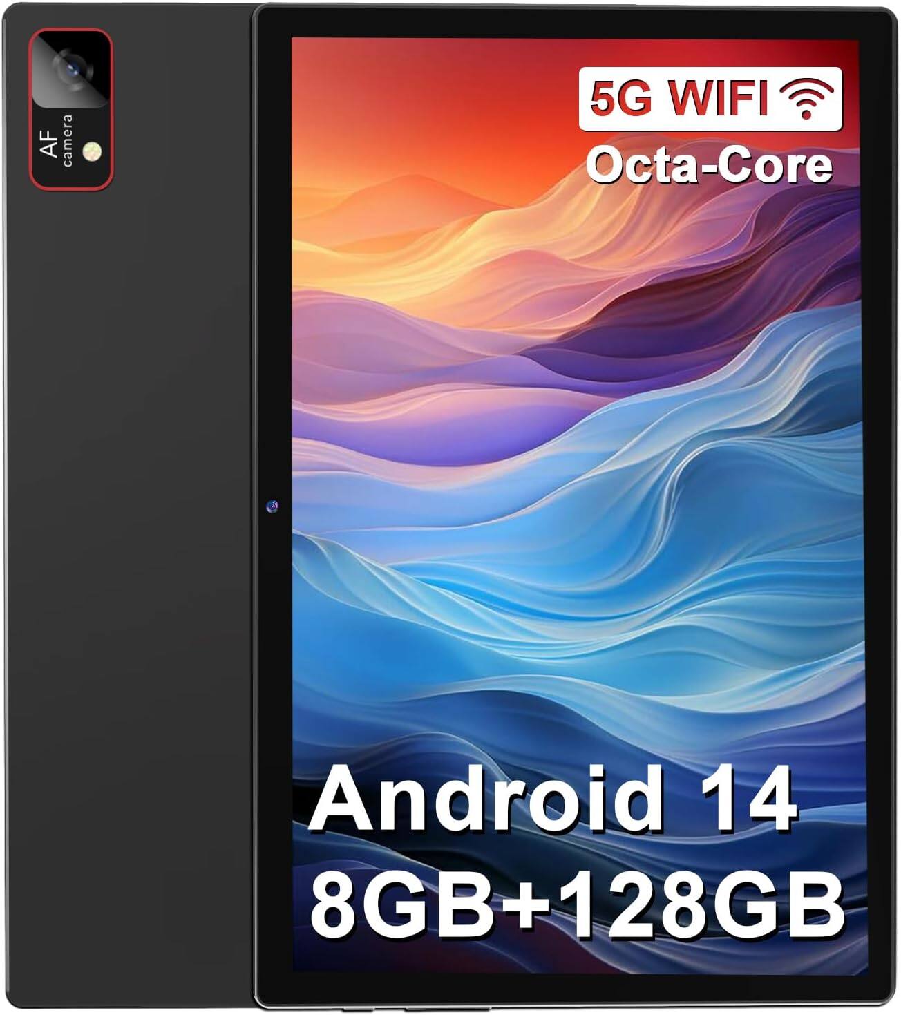 Qukenk 2025 Latest Android 14 Tablet 10.1 Inch Screen, 128GB + 8GB