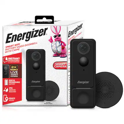 Energizer Smart WiFi Battery Video Doorbell with Chime
- Instant Motion Alerts to Your Smartphone
- 2K Live Video Viewing
- Built-in Rechargeable Battery
- IP65 Weather Resistant
- Remote Access
- Smart Camera
- Includes Wireless Chime