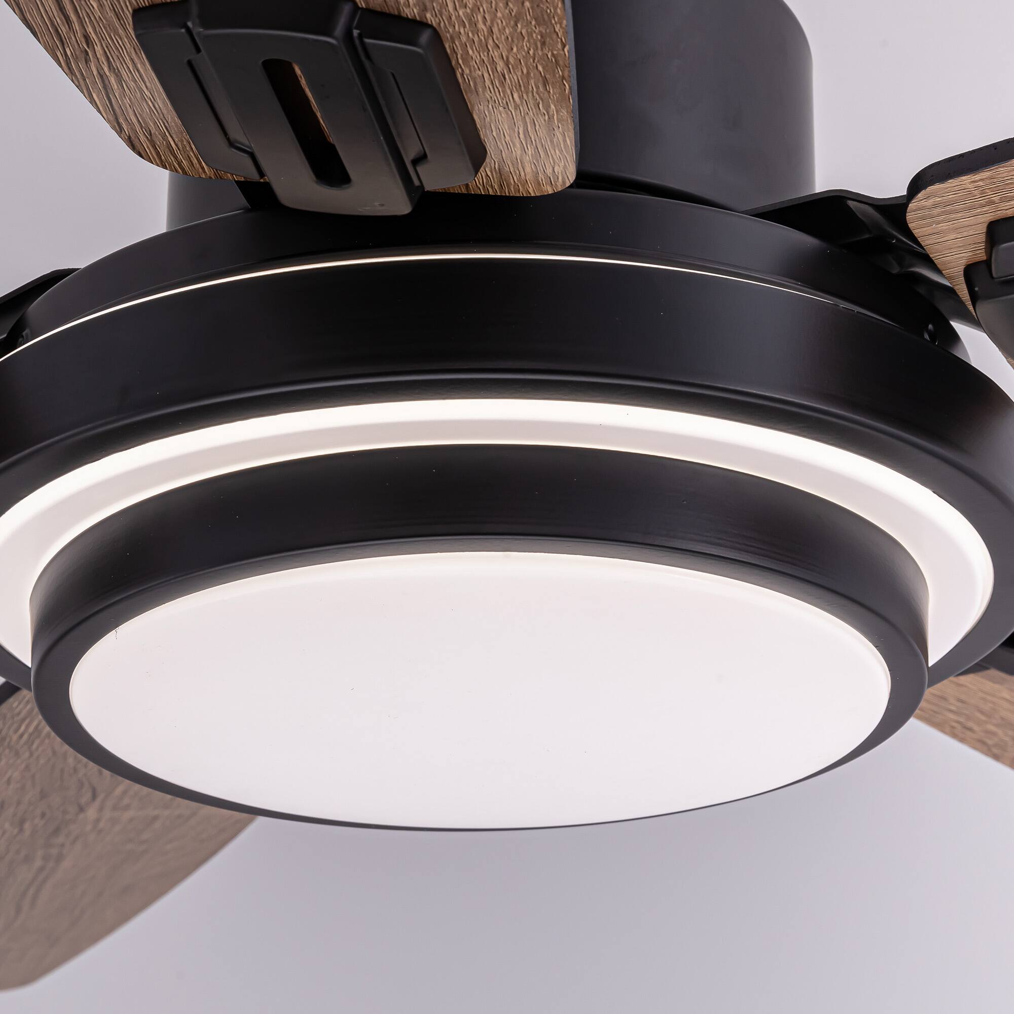 Alt View 7. Siljoy - 42-in Black Ceiling Fan with LED Light, Dual Sided Reversible Blades in Black and Oak, Comes with Remote Control - Black.