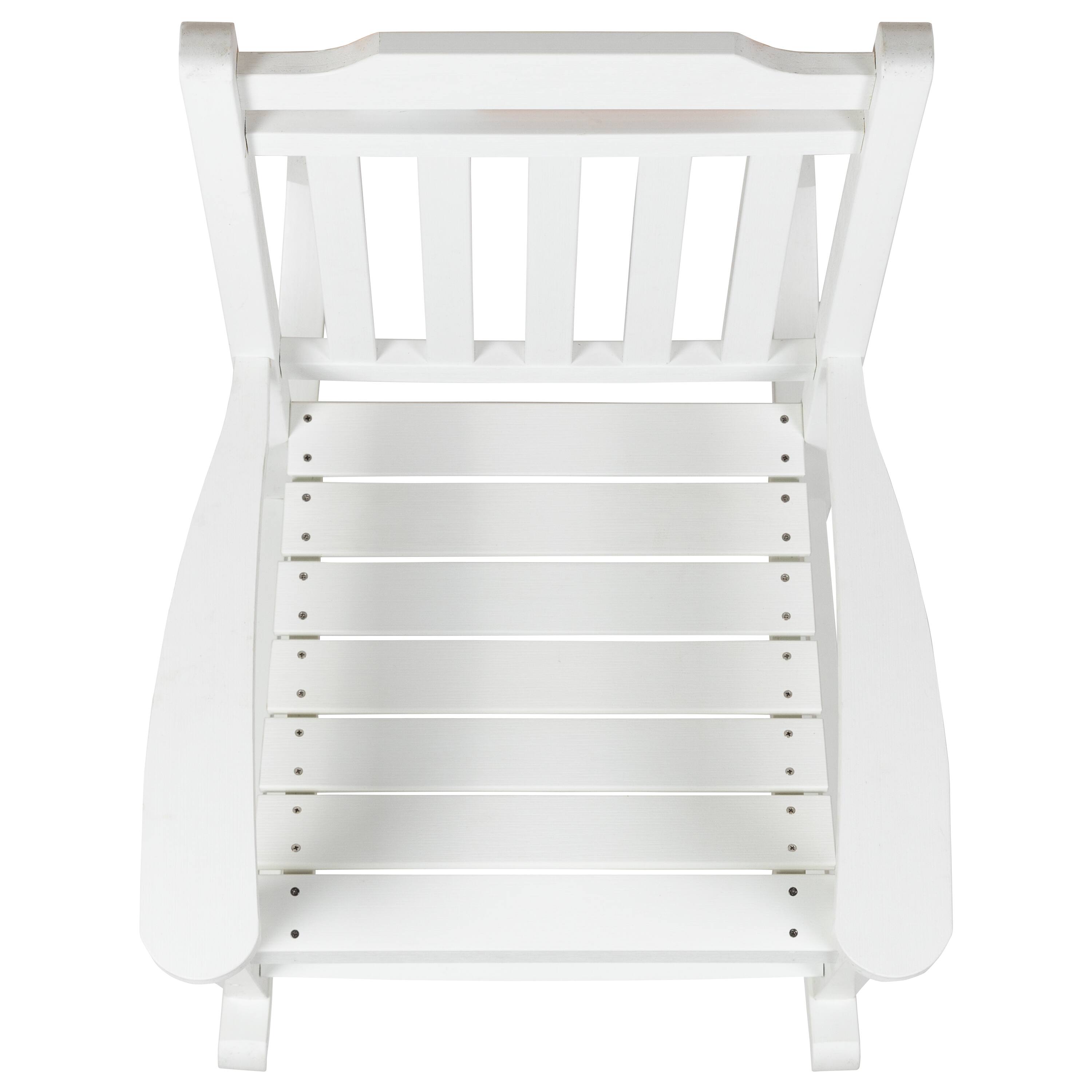Alt View 9. Emma + Oliver - Set of 2 All-Weather Poly Resin Faux Wood Rocking Chairs for Porch &Patio - White.