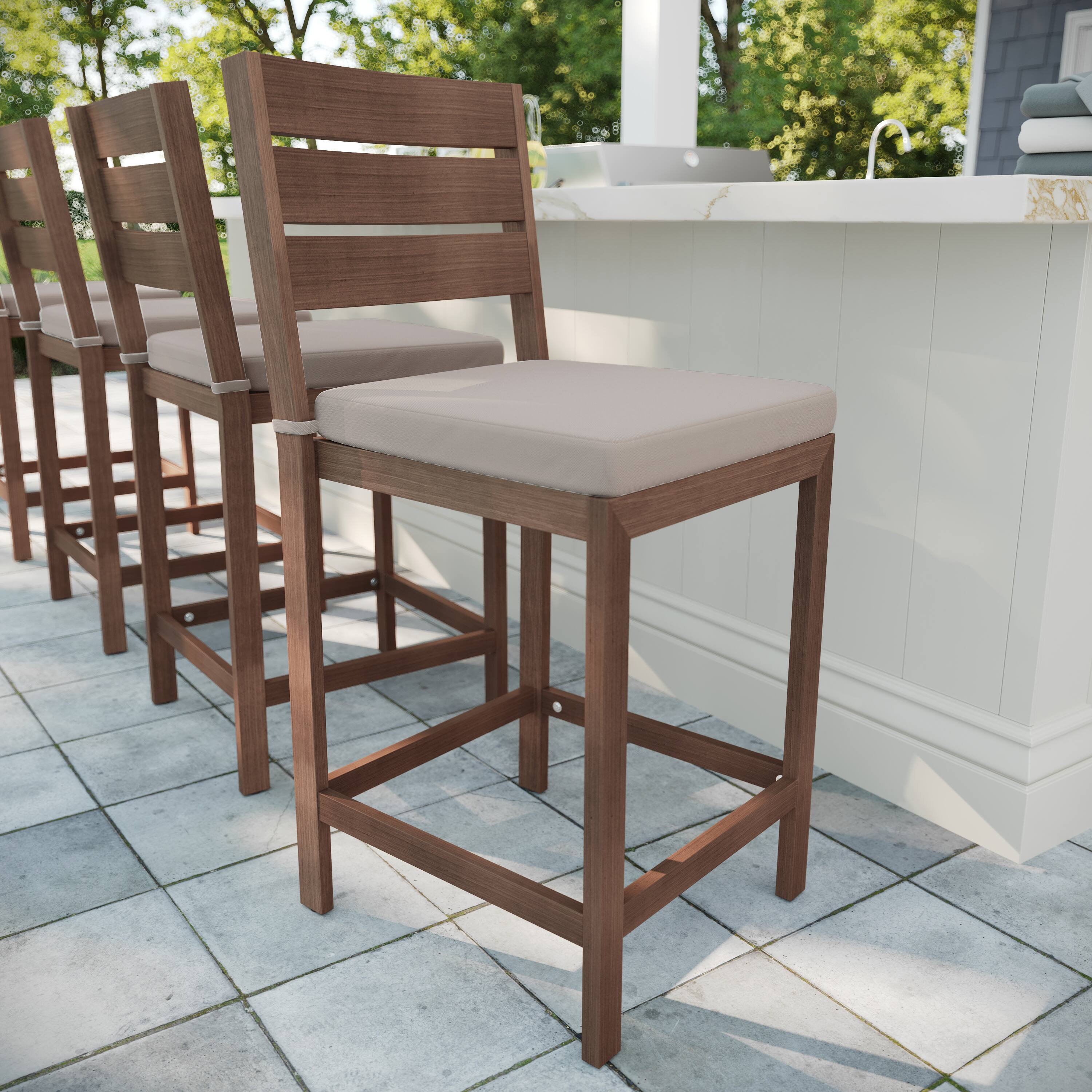 Alt View 1. Martha Stewart - Bedford 2PK All-Weather Patio Bar Stools with Seat Cushions - Brown.
