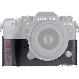 PGYTECH - Leather Half Case for Fujifilm X-T5 Camera, Midnight Black