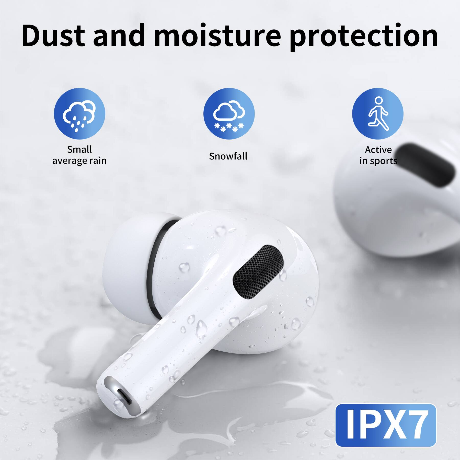 Dust and moisture protection

- Small average rain
- Snowfall
- Active in sports

IPX7