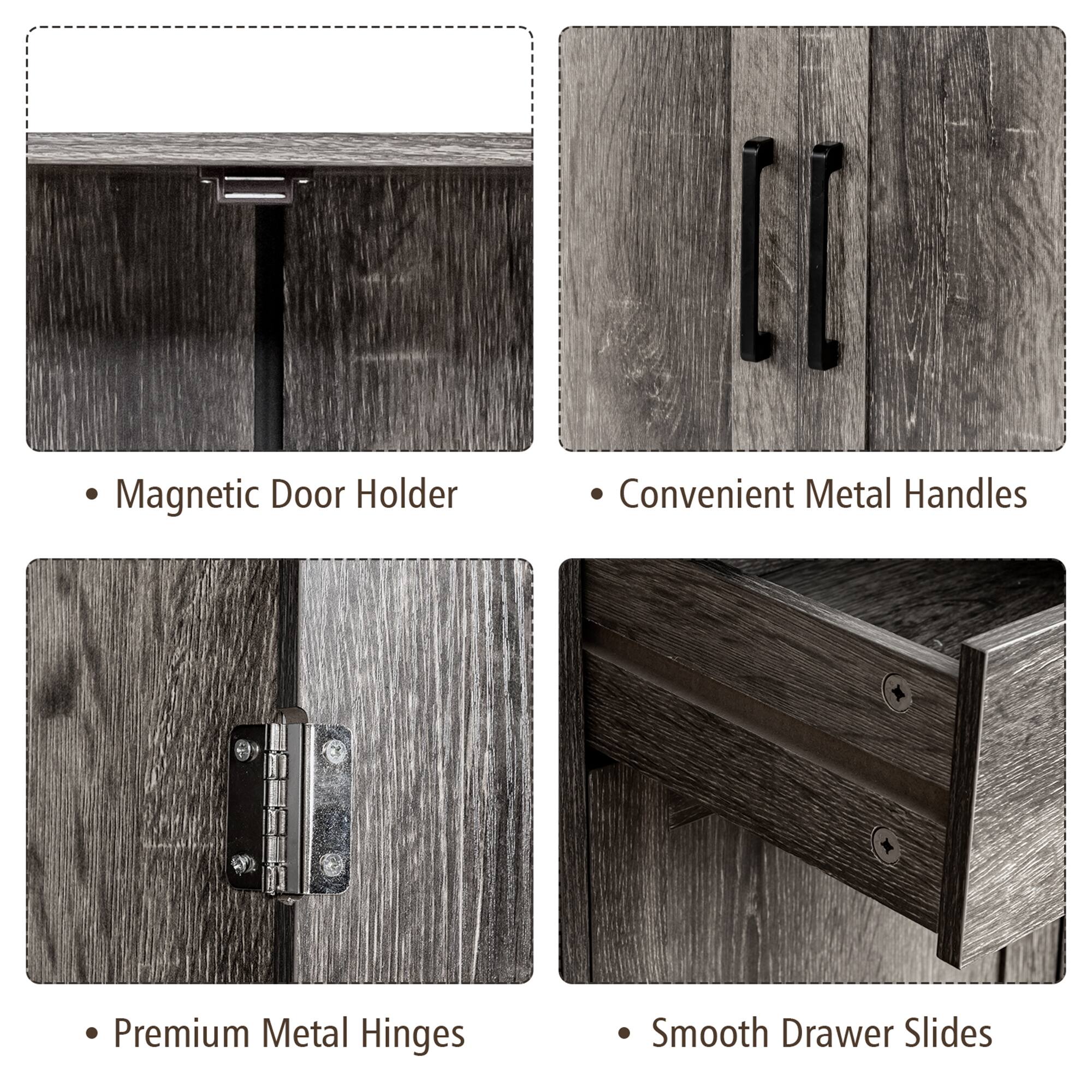 - Magnetic Door Holder
- Convenient Metal Handles
- Premium Metal Hinges
- Smooth Drawer Slides