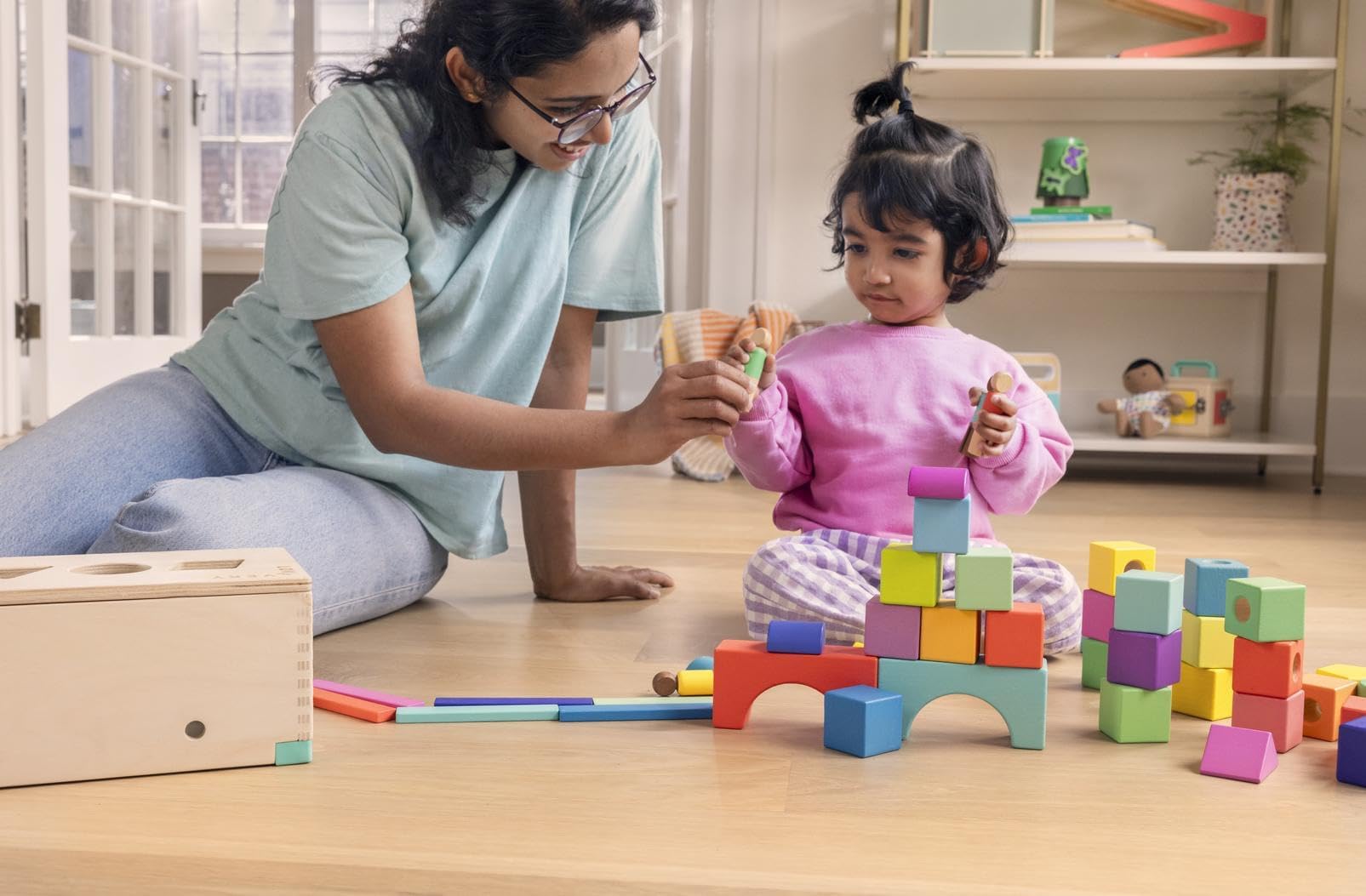 Alt View 9. NICHOLAS KLEIN - The Block Set Solid Wood Building Blocks And Shapes Wooden Storage Box 18 Colors 20 Activities Converts Int... - Default.