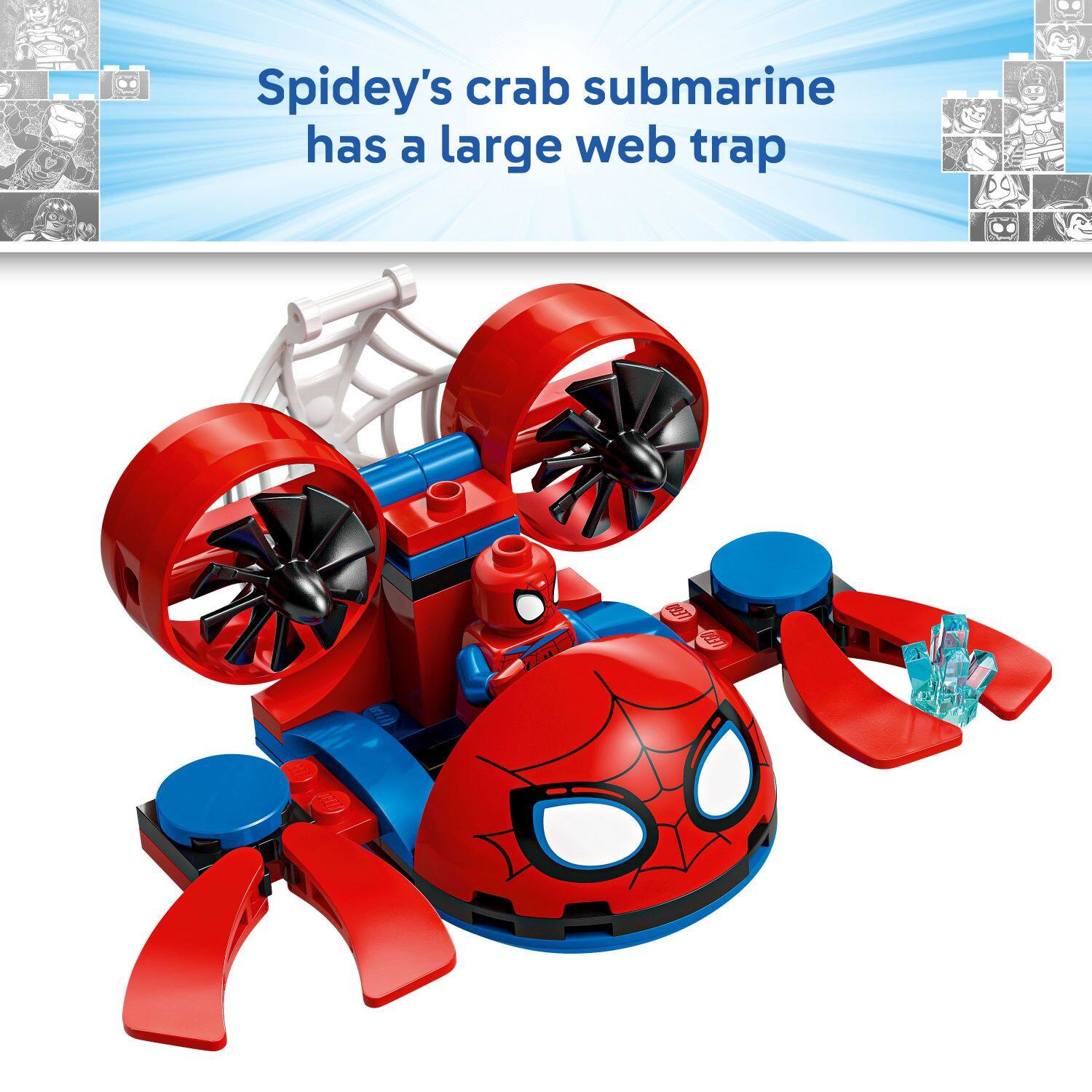 Spidey's crab submarine has a large web trap