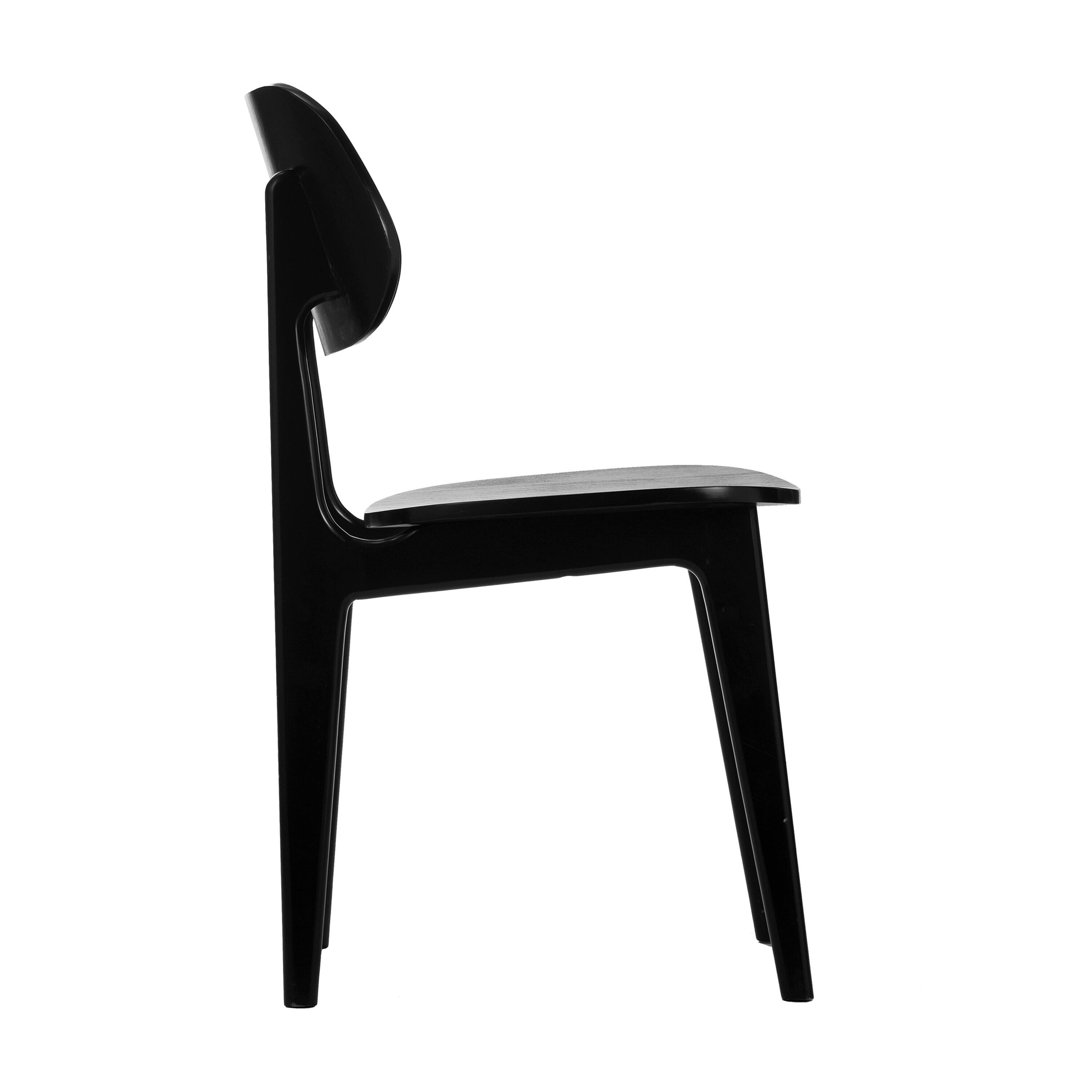 Left. Flash Furniture - Verona Commercial Grade Solid Wood Dining Chair with Curved Oval Backrest in Black - Black.