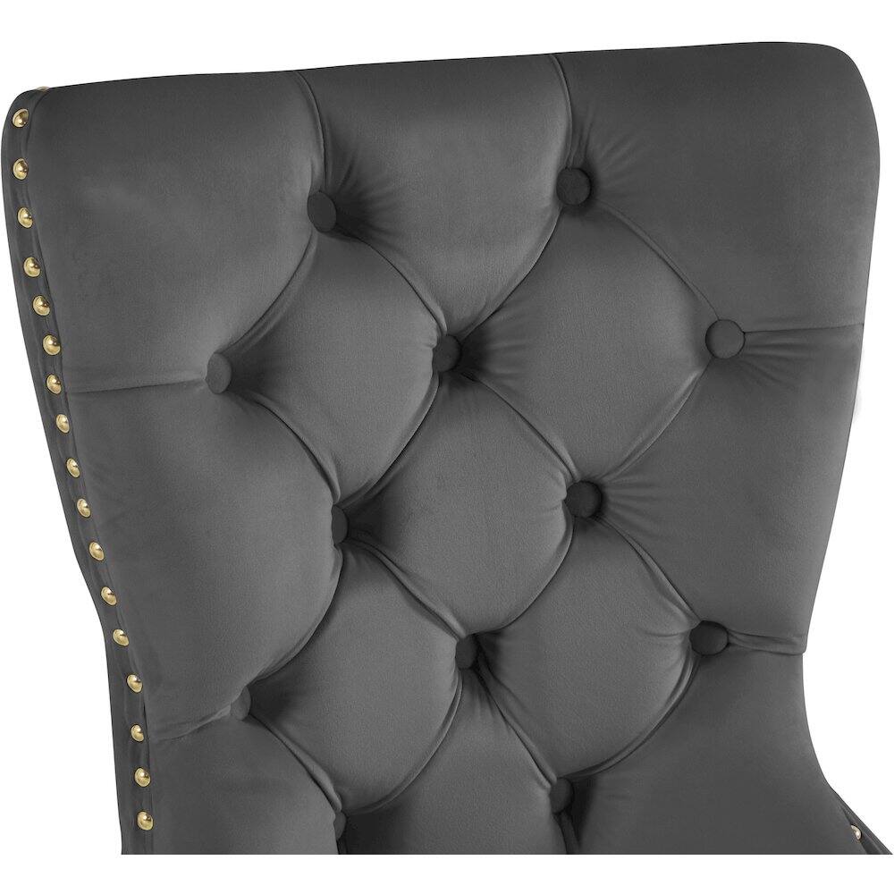 Alt View 3. Meridian Furniture - Carmen Grey Velvet Dining Chairs, Set of 2 - Grey.