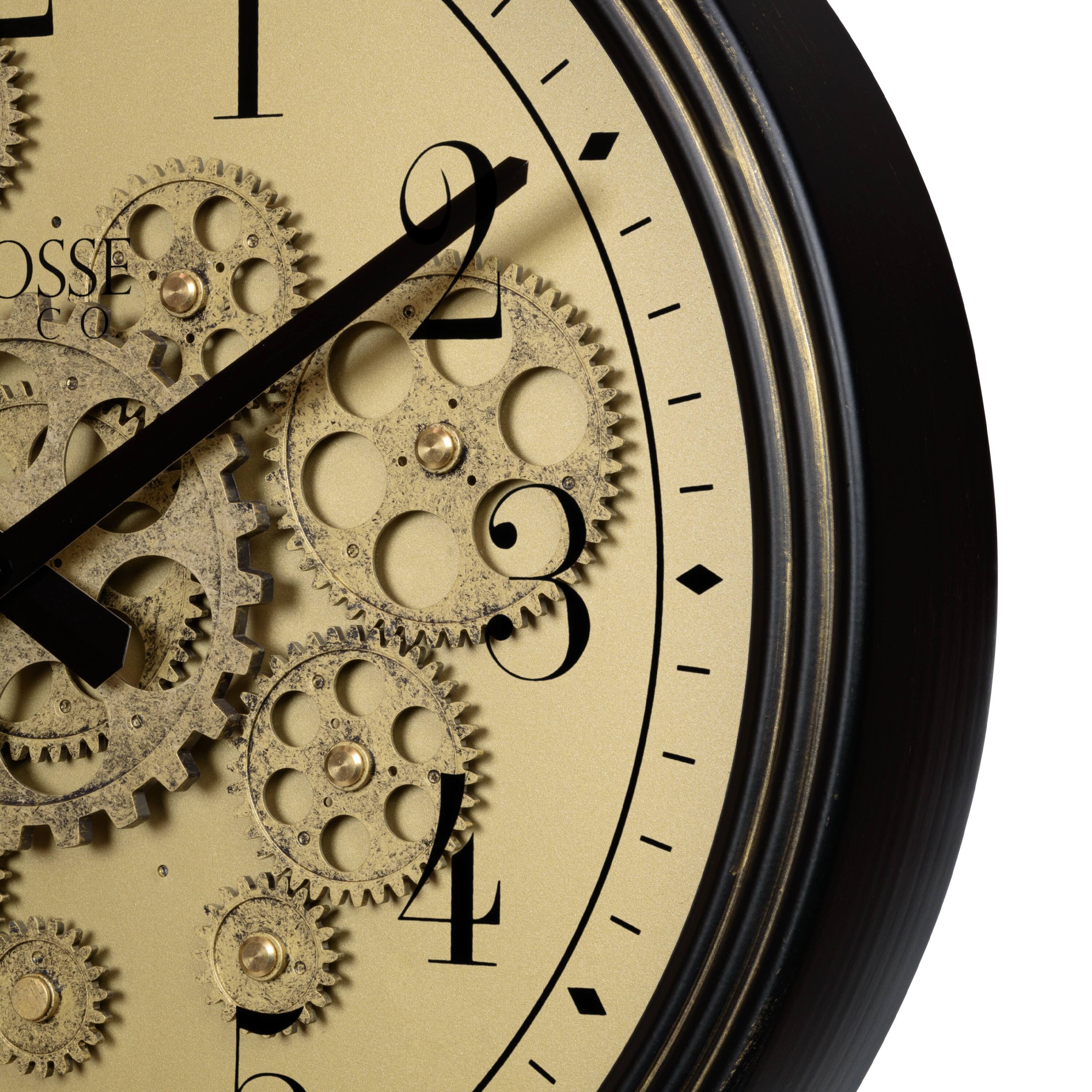 Angle. La Crosse Clock Co. - 15 Inch Oil-rubbed Quartz Analog Wall clock with Moving Gears - Bronze.