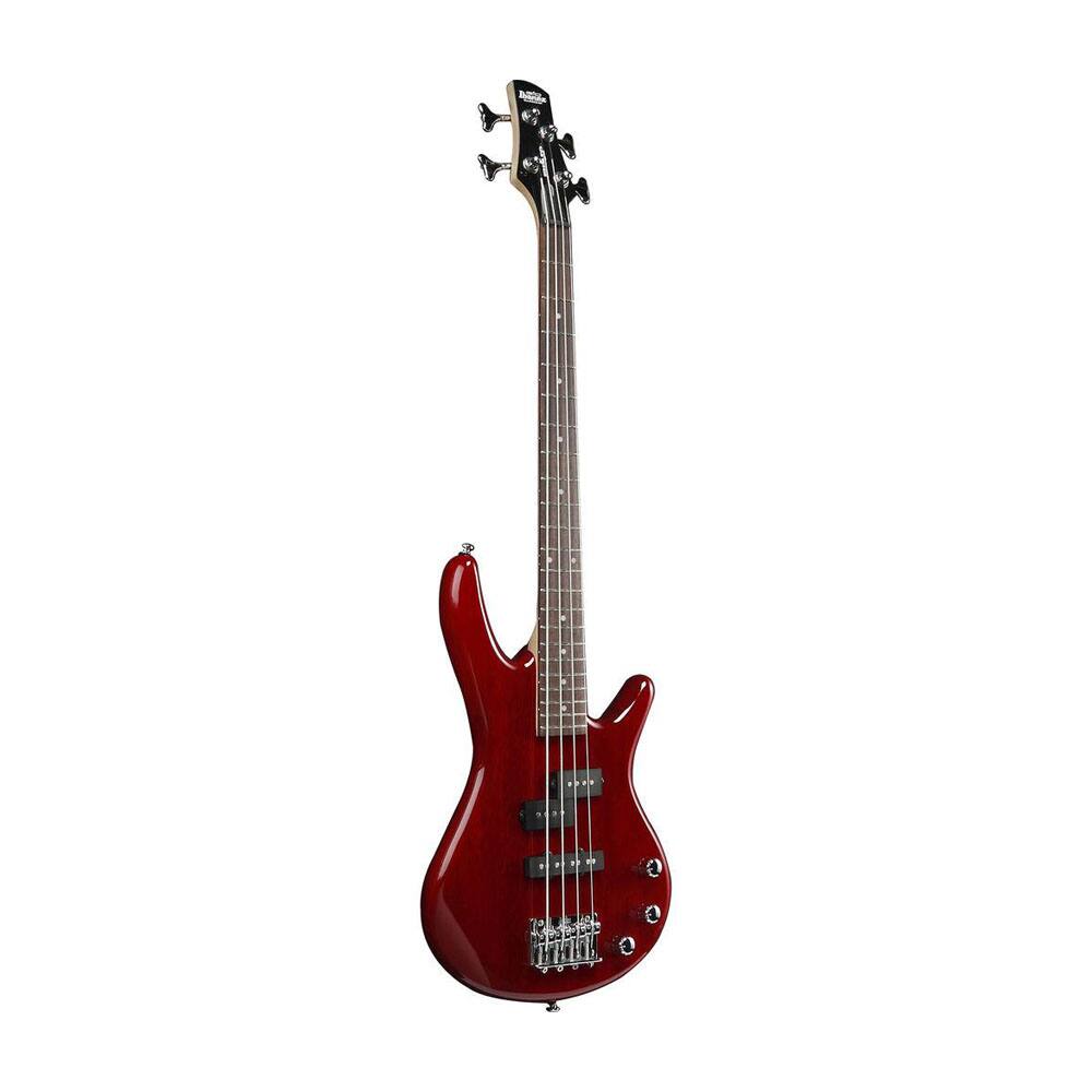 Left. Ibanez - Ibanez GSRM20TR MiKro Short Scale 4-String Bass Guitar, Transparent Red - Red.