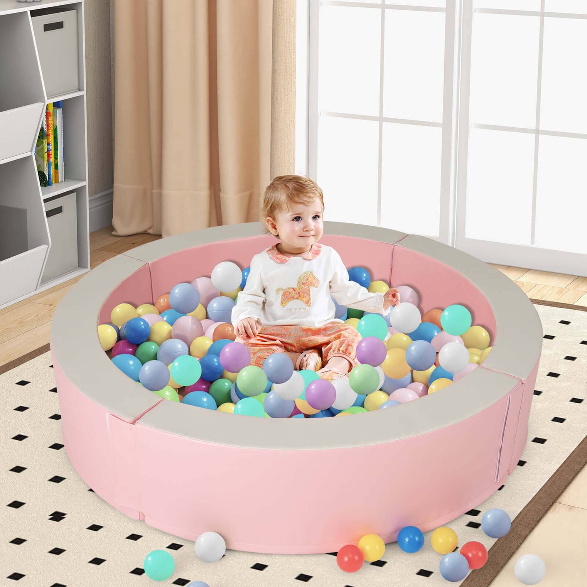 Alt View 1. Costway - Costway 44.5" x 10" Baby Ball Pit Detachable Foam Ball Pit with 50 Colorful Ocean Balls - Pink.