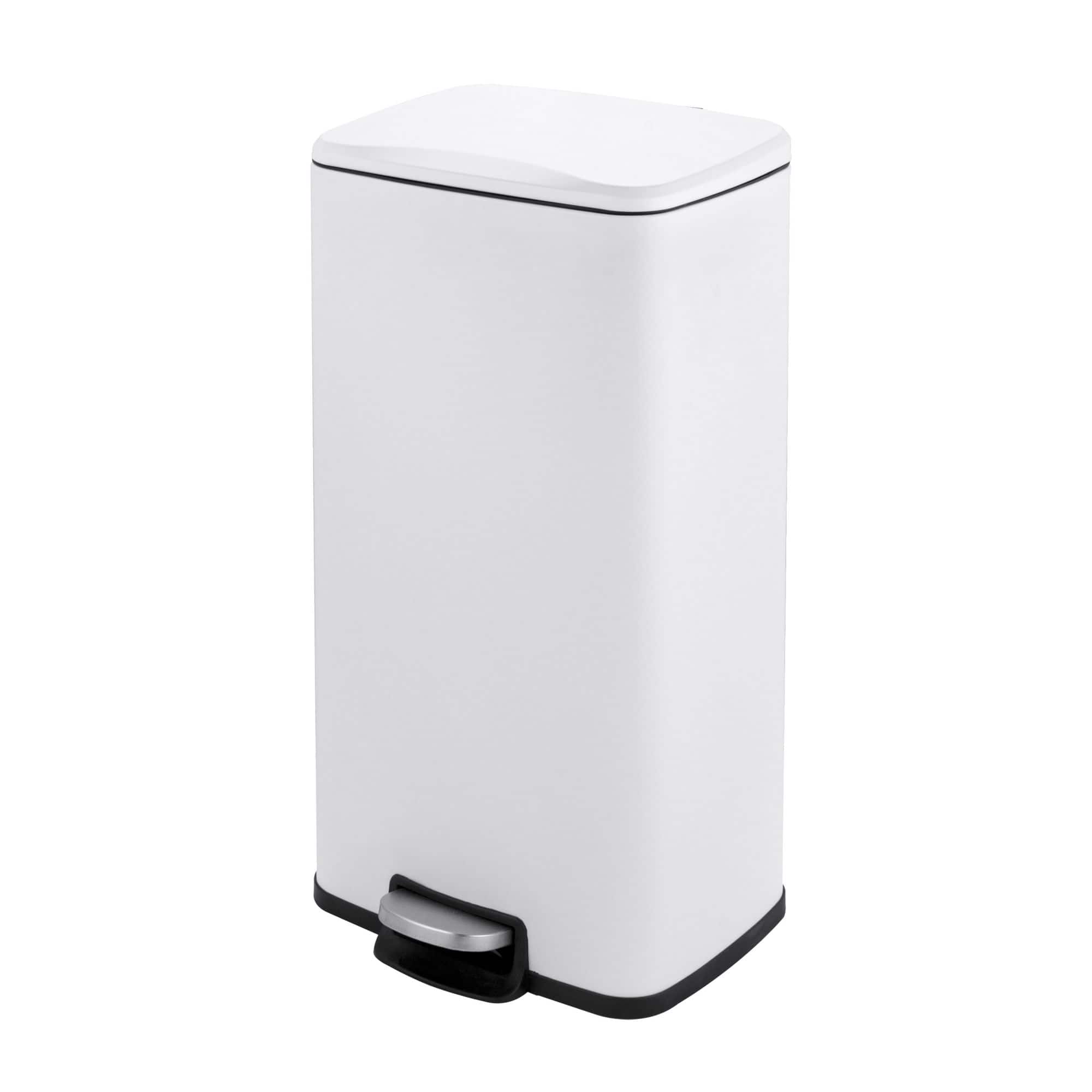 Front. Innovaze - 8 Gal./30 Liter Rectangular Matt White step-on Trash Can for kitchen - Matt White.