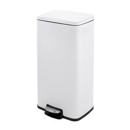 Innovaze - 8 Gal./30 Liter Rectangular step-on Trash Can for kitchen - Matt White