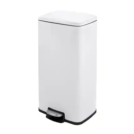 Front. Innovaze - 8 Gal./30 Liter Rectangular Matt White step-on Trash Can for kitchen - Matt White.