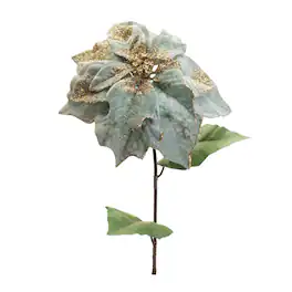 BreeBe - Glittered Poinsettia Flower Stem (Set of 6) - Green, Gold
