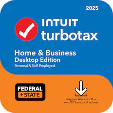 2025 Intuit TurboTax Home & Business Desktop Edition Personal & Self-Employed FEDERAL + STATE Requires Windows 11 or macOS Sonoma 14 or later