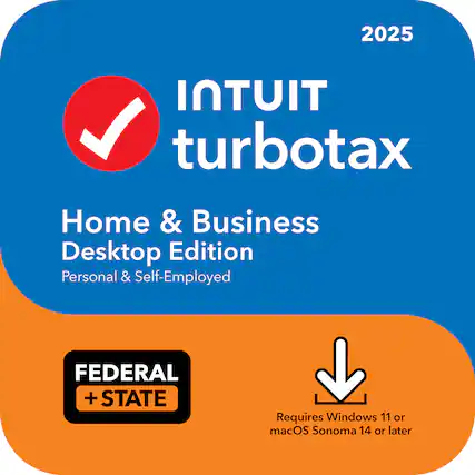 2025 Intuit TurboTax Home & Business Desktop Edition Personal & Self-Employed FEDERAL + STATE Requires Windows 11 or macOS Sonoma 14 or later