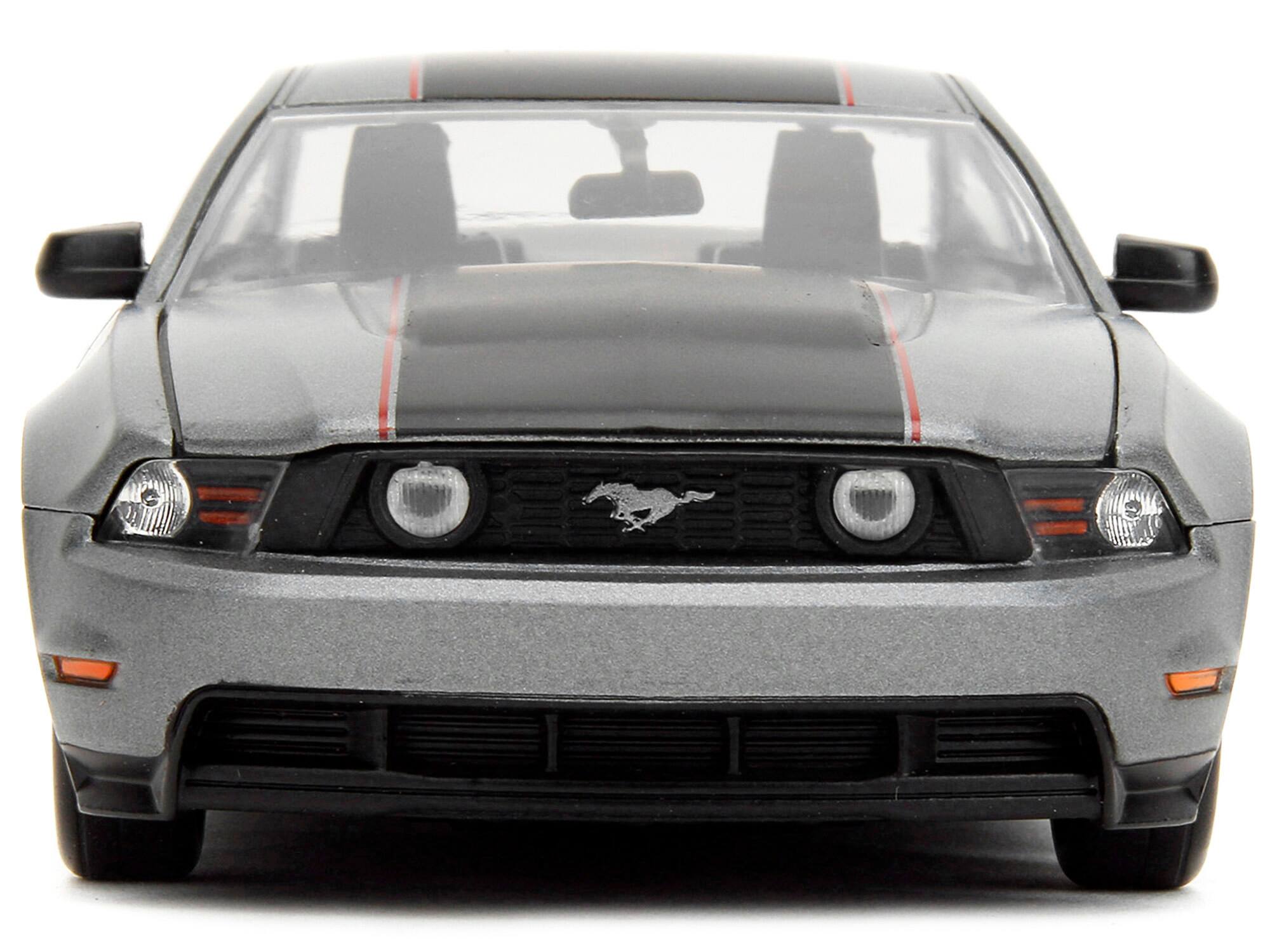 Alt View 5. Jada - 2010 Ford Mustang GT Matt Gray Metallic with Black Graphics and Stripes "Ford Performance" 1/24 Model Car by Jada.