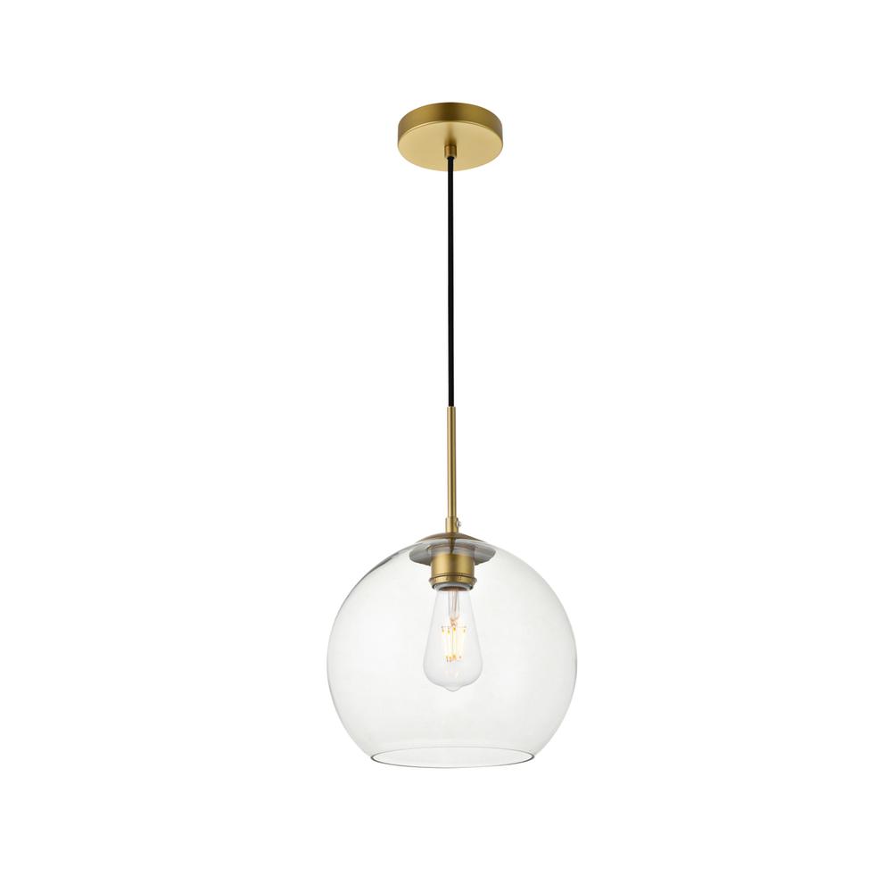 Alt View 2. Living District - Baxter 1 Light Brass Pendant With Clear Glass - Brass And Clear.