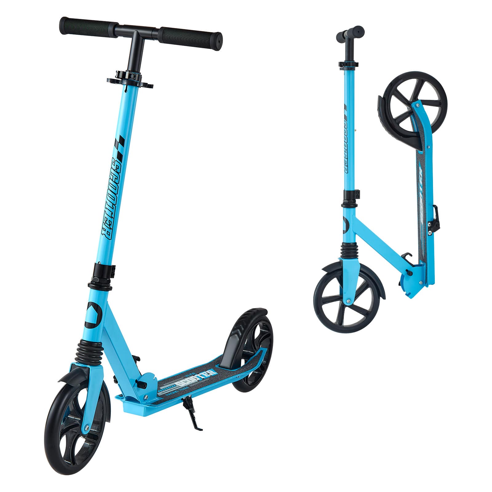 VEVOR - Kick Scooter for Kids Ages 8+, Teens & Adults, 2-Wheel Toddler Scooter with Adjustable Height Handlebar - Blue + Black