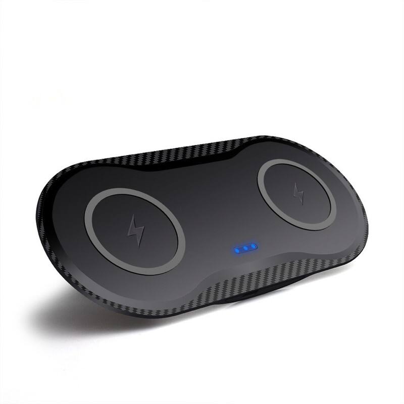 Alt View 8. RISOKEYS - 2-in-1 Wireless Charger with Charging Port - Dual 15W Fast Charging Pad for iPhone 12,Compact Design with Anti-Skid Base - Black.