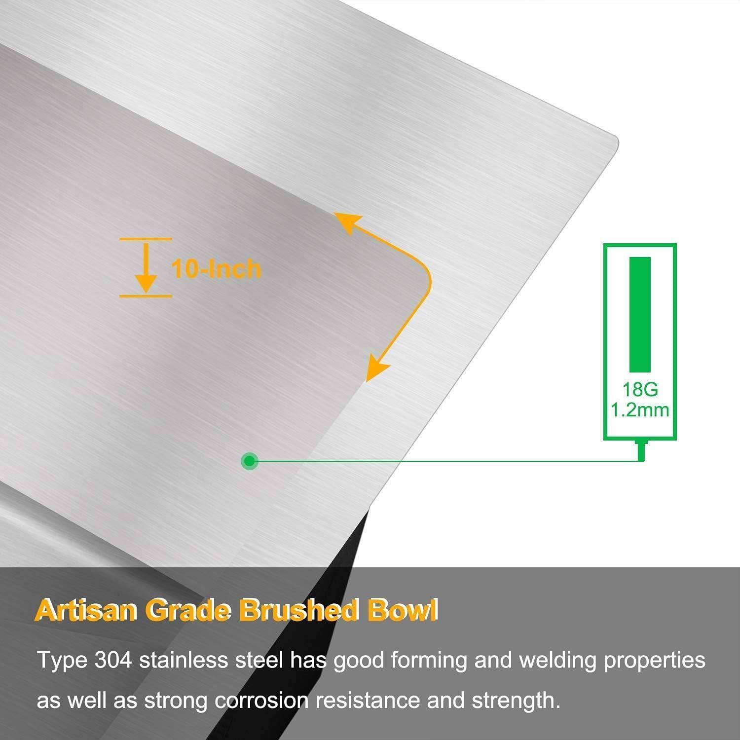 10-Inch 18G 1.2mm Artisan Grade Brushed Bowl

Type 304 stainless steel has good forming and welding properties as well as strong corrosion resistance and strength.