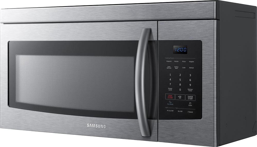 Left View: Monogram - 1.1 Cu. Ft. Mid-Size Microwave - Black/Stainless Steel