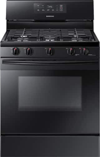 Samsung - 5.8 Cu. Ft. Freestanding Gas Range - Black - Larger Front