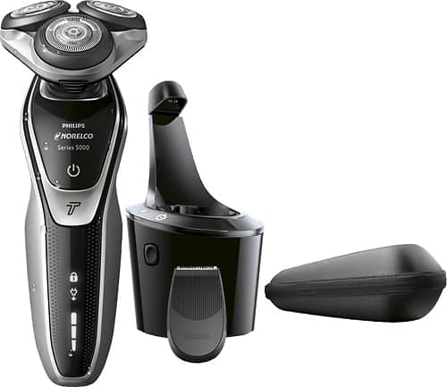 Philips Norelco - 5700 Clean & Charge Wet/Dry Electric Shaver - Super Nova Silver - Angle