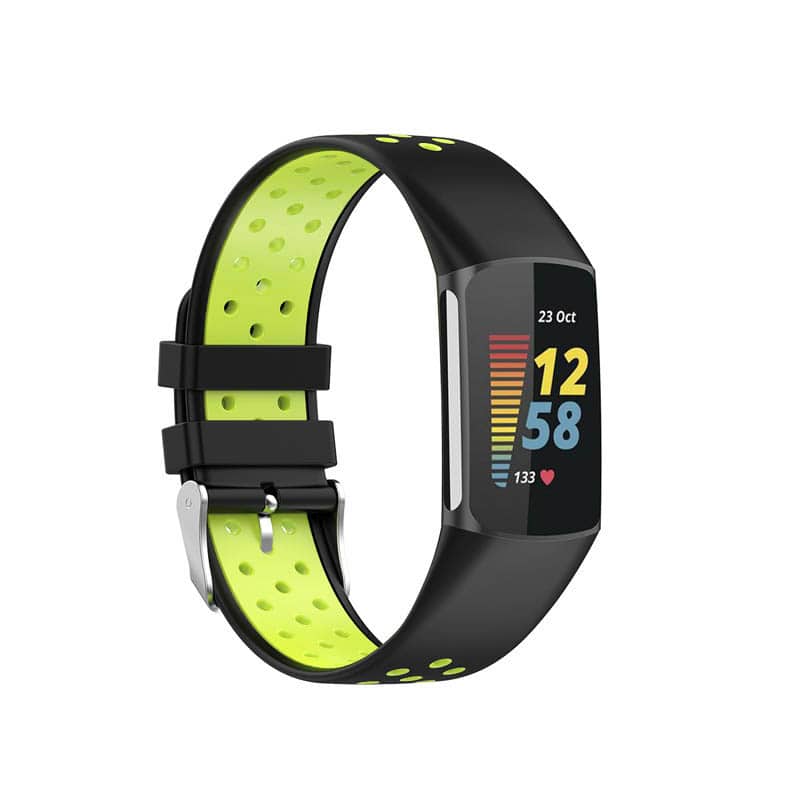 StrapsCo - Sports Band Silicone Rubber Watch Strap For Fitbit Charge 6 - Black & Lime price history on PriceWatchPro
