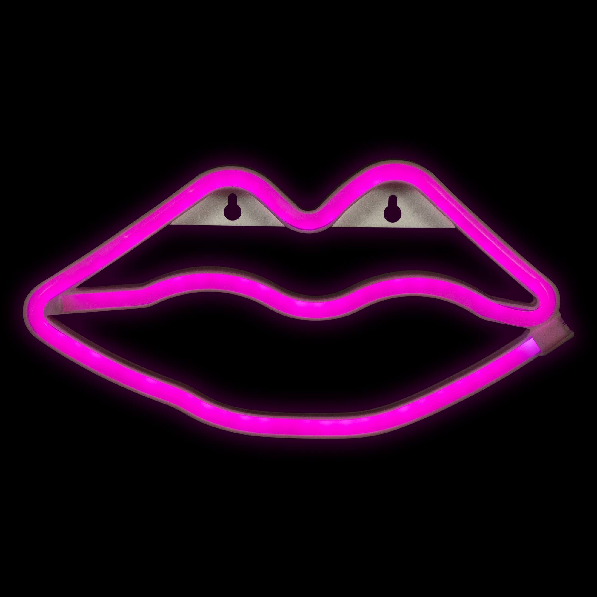 Front. Northlight - LED Lips Neon Lighted Wall Art - 10.5" - Pink - Pink.