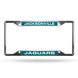 Rico Industries - Jacksonville-Football-Jaguar's All Corner EZ View Chrome Metal Laser Cut License Plate Frame - Multi
