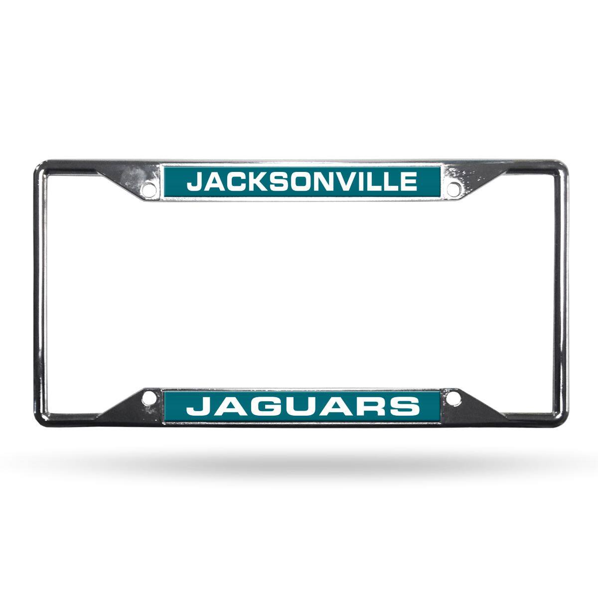 Jacksonville Football Jaguars All Corner EZ View Chrome Metal Laser Cut License Plate Frame