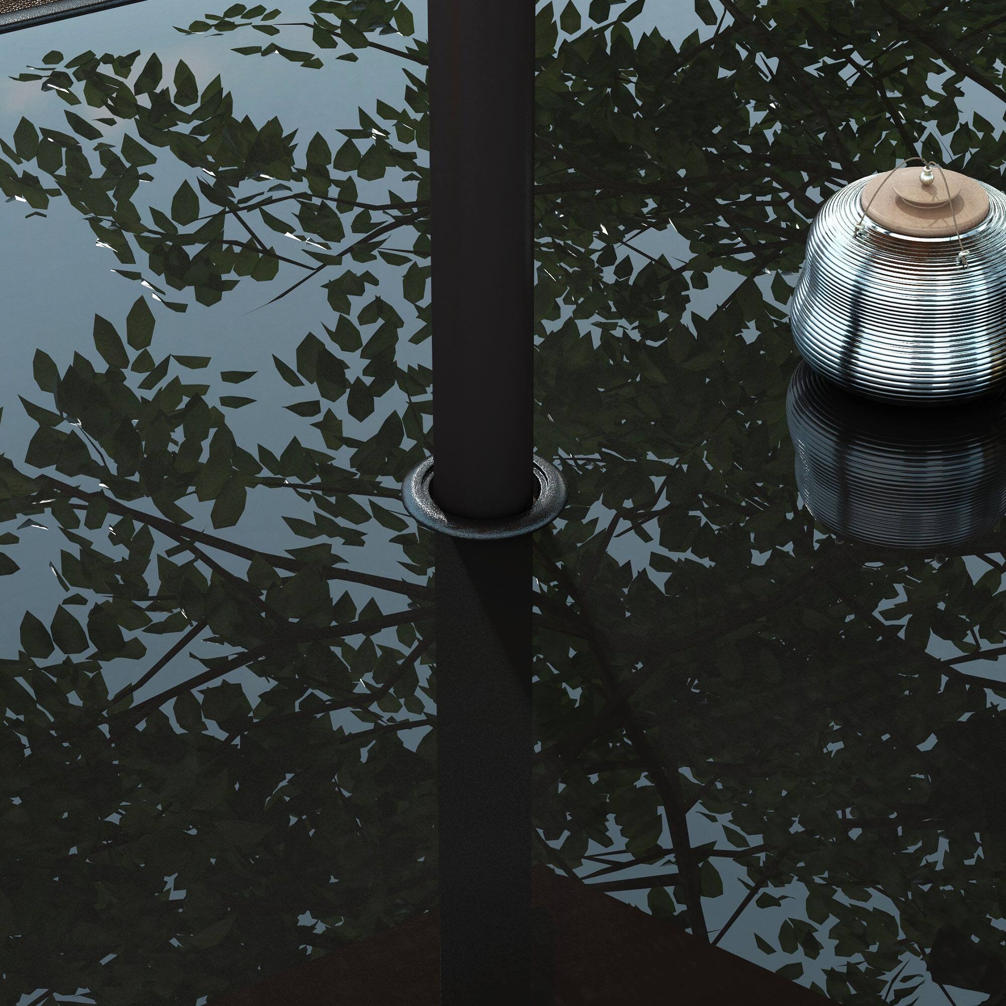 Alt View 8. Outsunny - 8 Pieces Patio Table and Chairs Set with 9 Ft Patio Umbrella, Outdoor Dining Set with 4.5 Ft Dining Table and 6 Chairs - Mixed Brown.