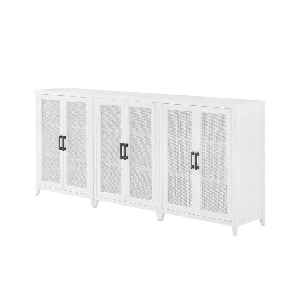 Crosley Furniture - Milo 3-Piece Media Sideboard Cabinet Set - 3 Storage Pantries - White