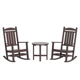 WestinTrends - Malibu 3-Piece set Outdoor / Patio rocking chairs with a side table ( 2 seater ) - Dark Brown