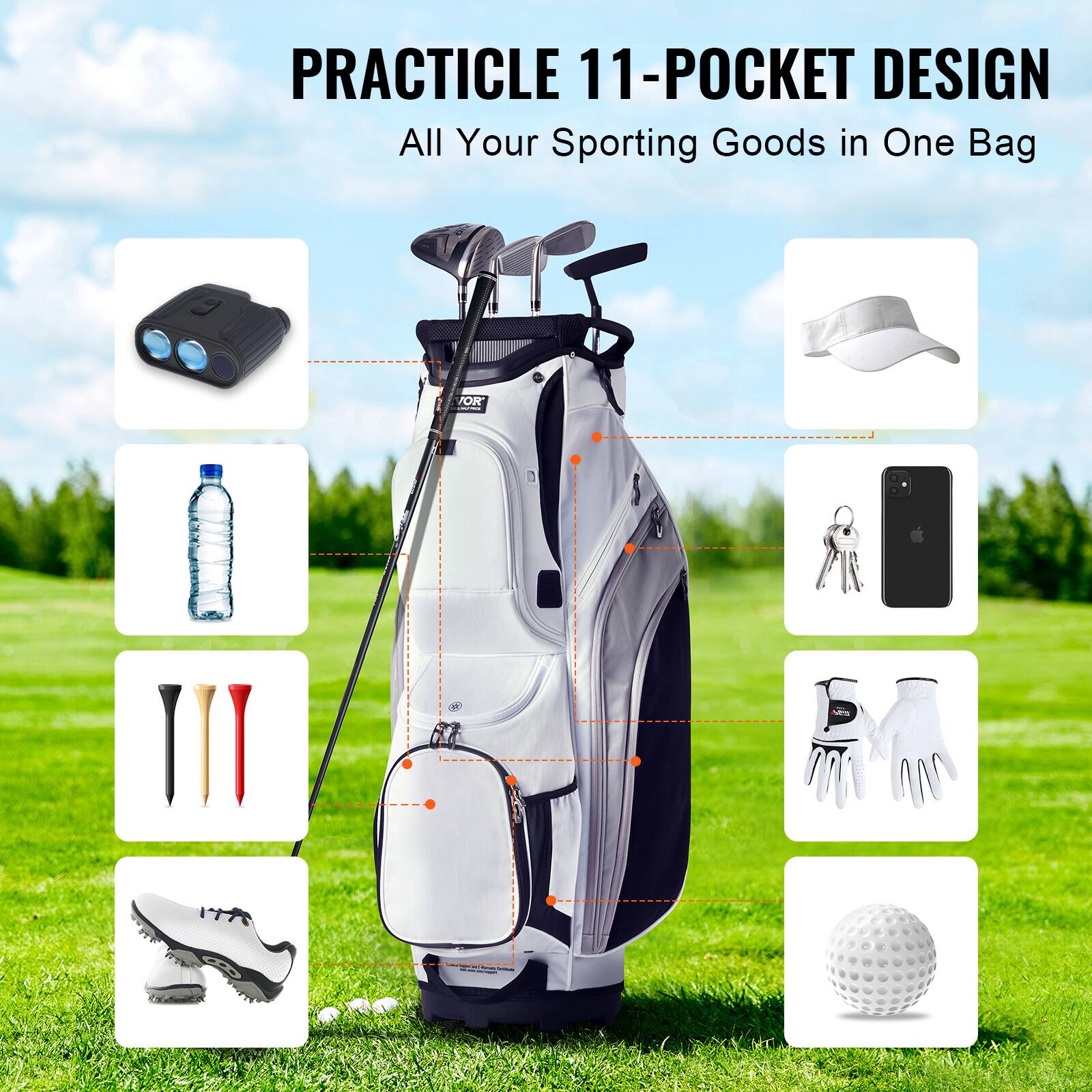 PRACTICLE 11-POCKET DESIGN  
All Your Sporting Goods in One Bag
